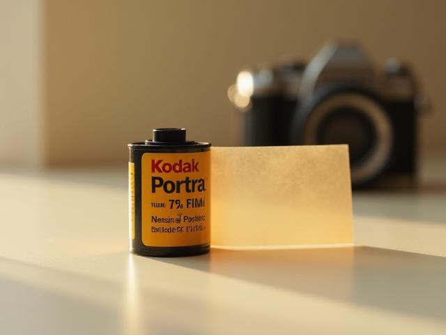 A roll of Kodak Portra 400 film, a classic and versatile professional film stock, emphasizing its nuanced color reproduction.