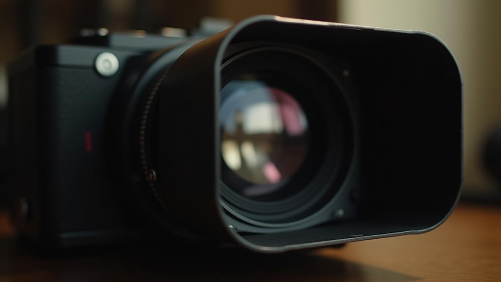 Detailed view through the large ground glass of a Hasselblad waist-level finder, showing a clear, finely-tuned image.